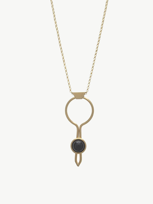 Stoned Circle Necklace in Black Onyx