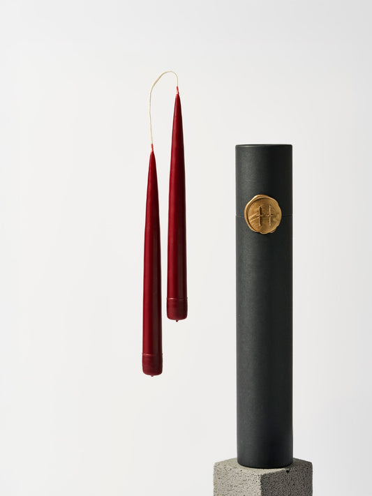 Hand-Dipped Taper Candle (set of 2) in Bordeaux
