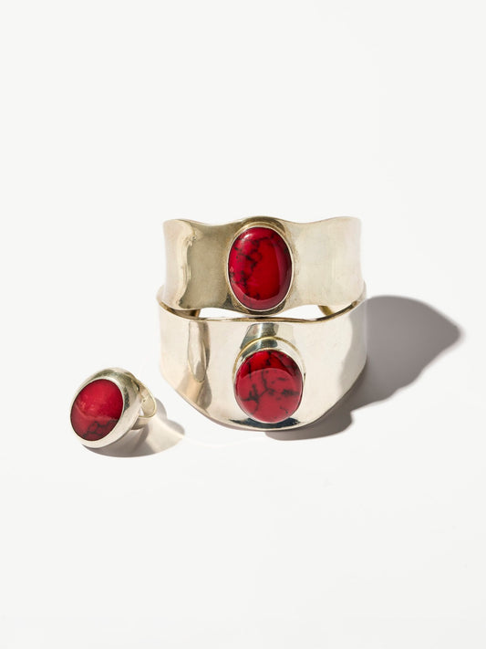 Vintage Sterling Silver Red Jasper Ring (size 6)