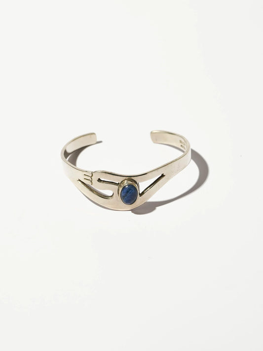 Vintage Sterling Silver Lapis Abstract Cuff