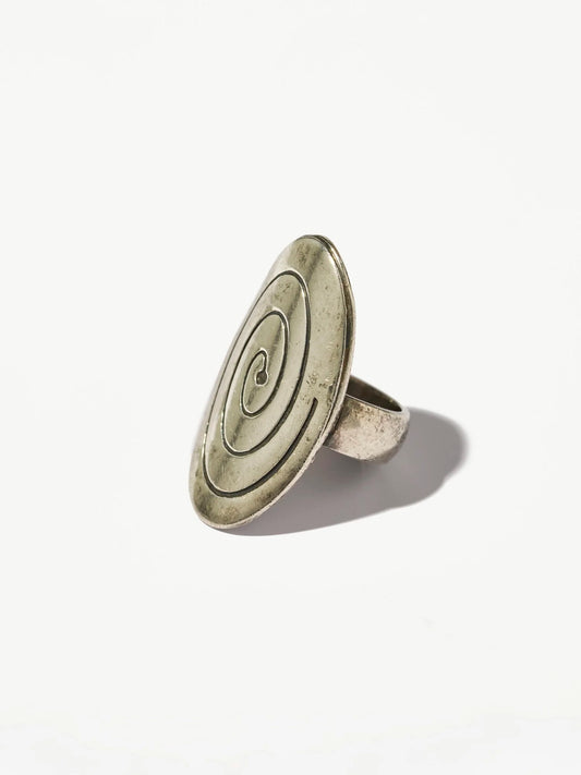 Vintage Sterling Silver Spiral Shield Ring (size 5)