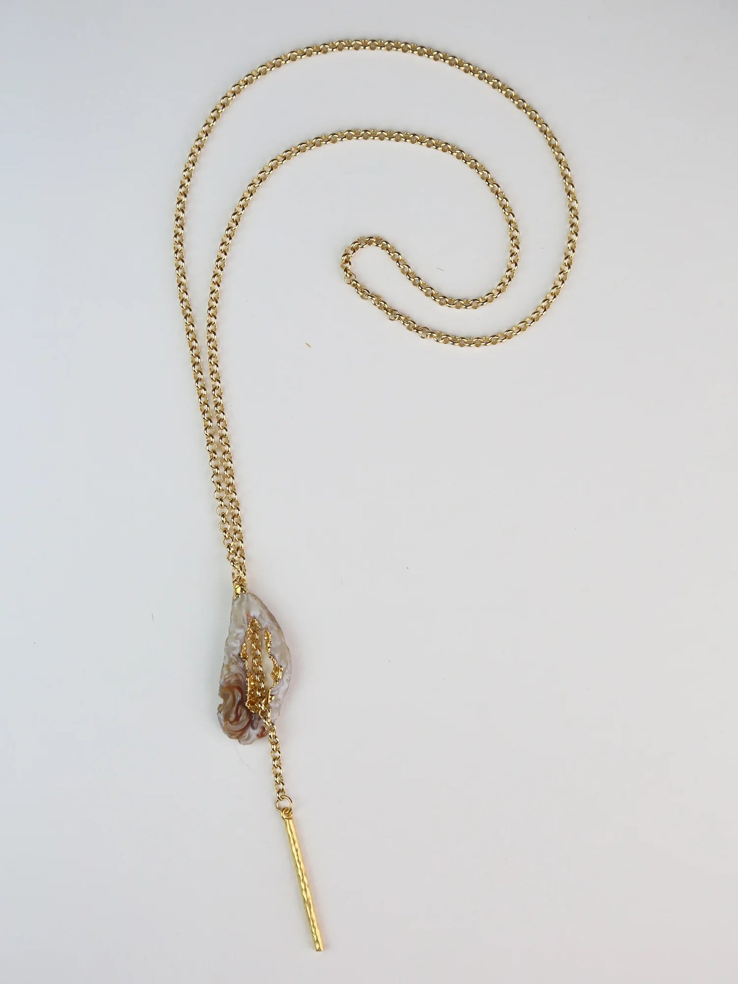 Tawny Agate Lariat Necklace