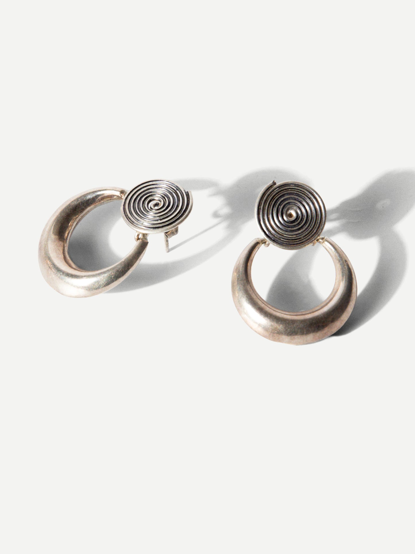 Vintage Sterling Modernist Spiral Earrings