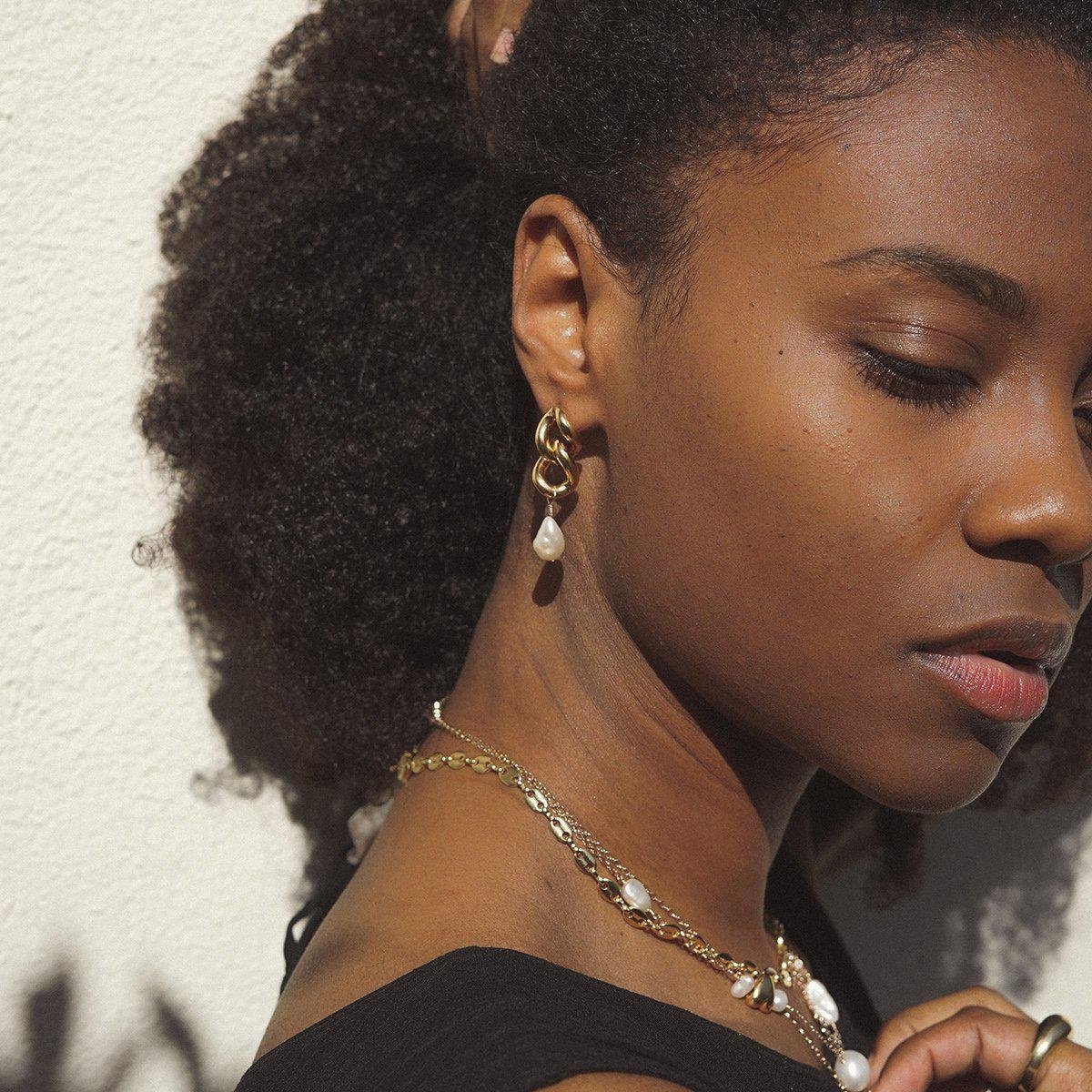 Pearl Link Stud Earring
