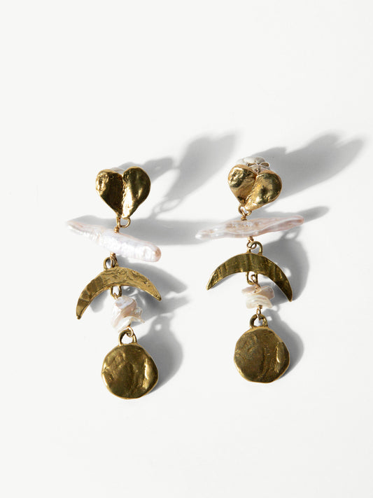 Brass Celestial Ladder Earrings
