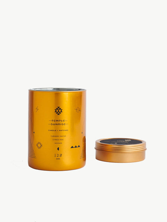 Midnight Cenote Gold Glass Totem Candle & Matches