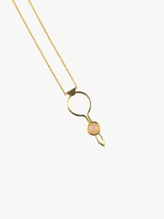 Stoned Circle Necklace in Rose Quartz
