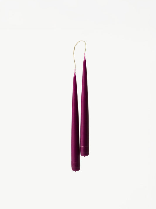 Hand-Dipped Taper Candle (set of 2) in Bordeaux