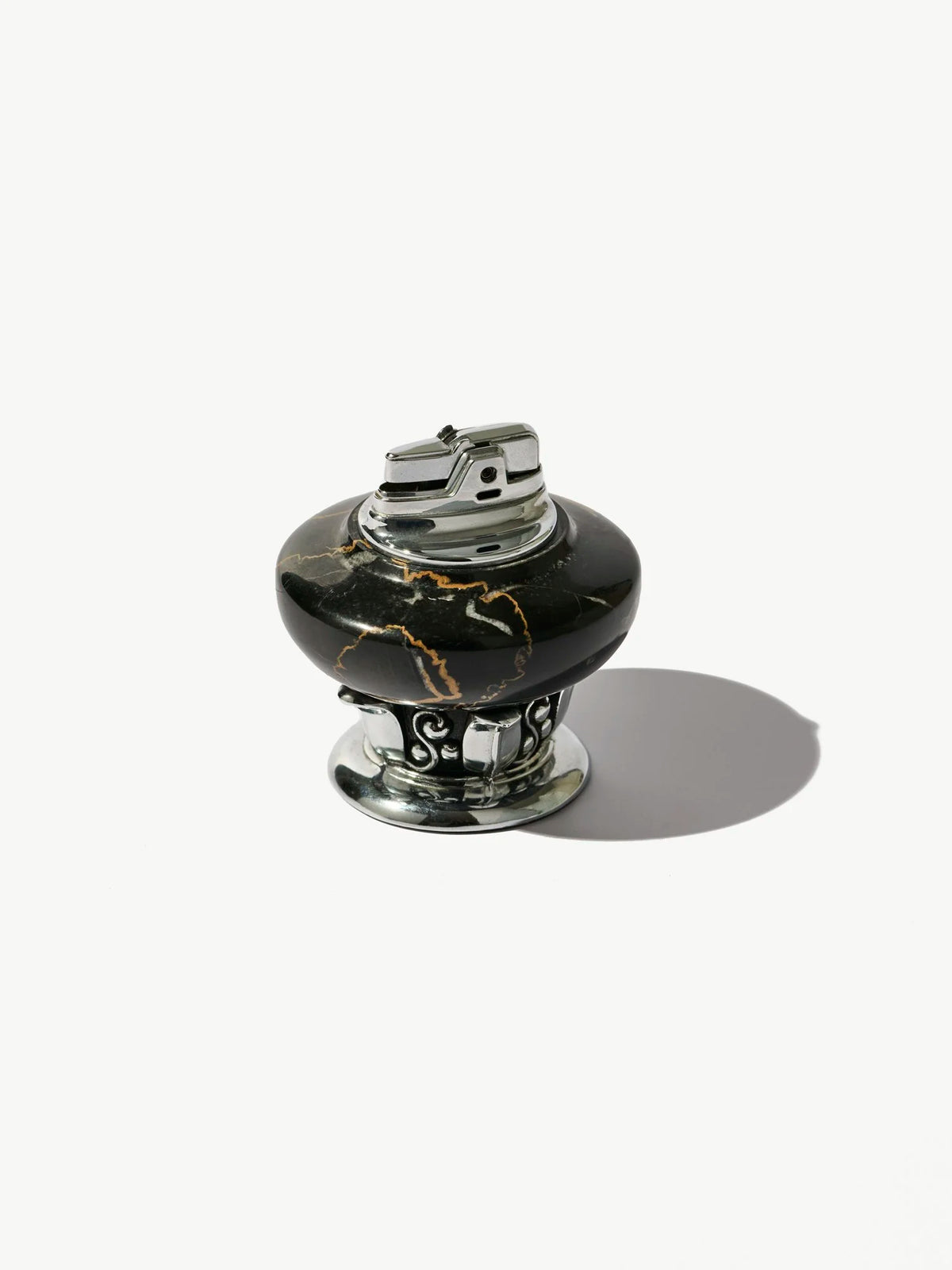 Vintage Ornate Black Marble Table Lighter