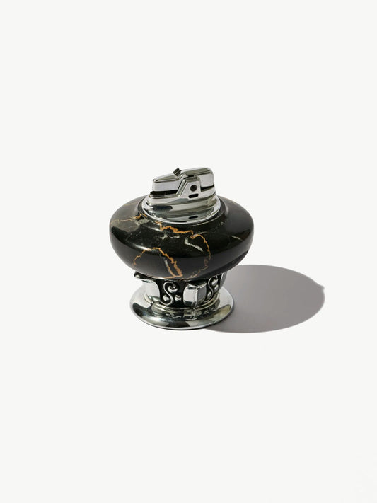 Vintage Ornate Black Marble Table Lighter