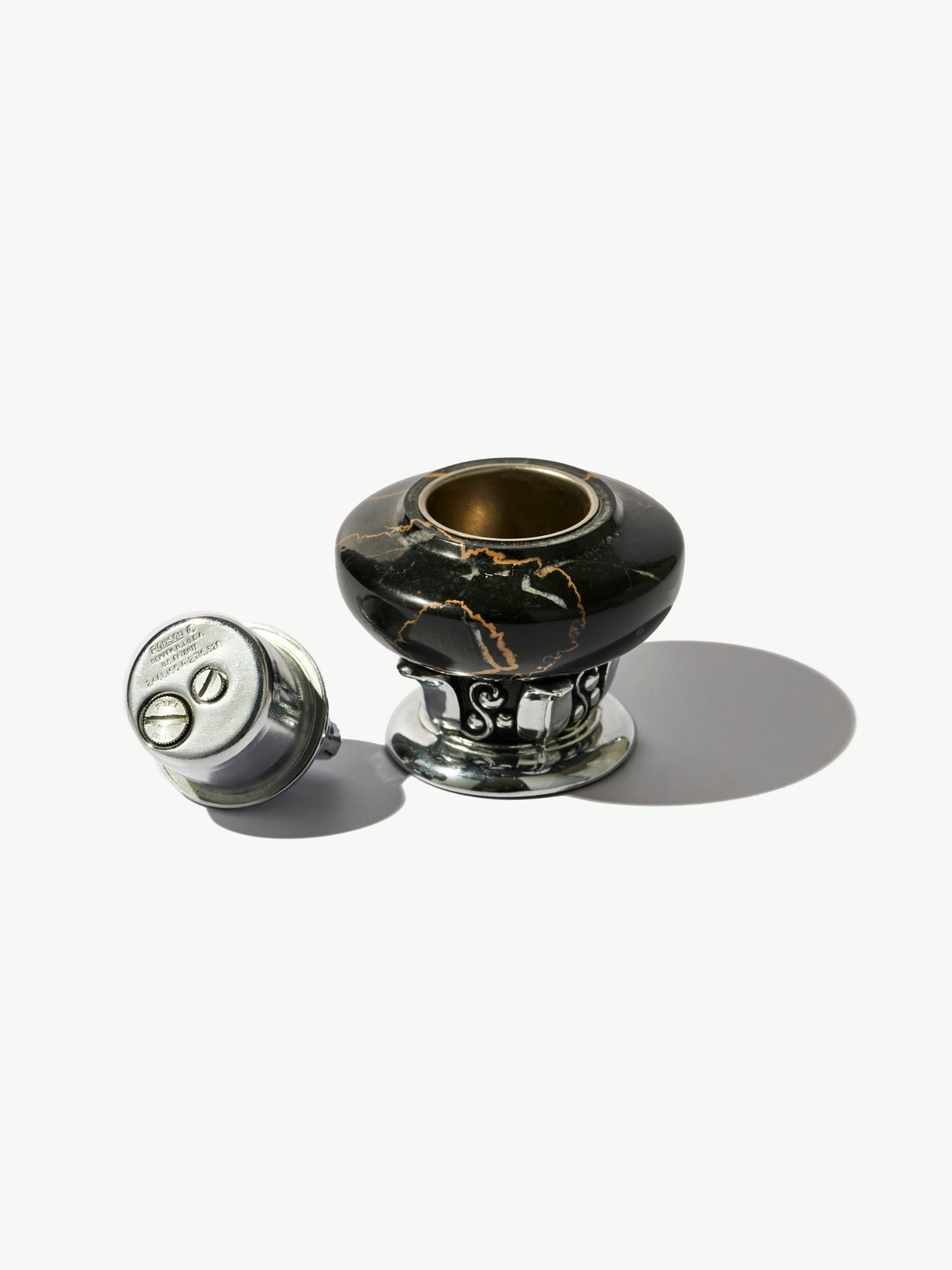 Vintage Ornate Black Marble Table Lighter