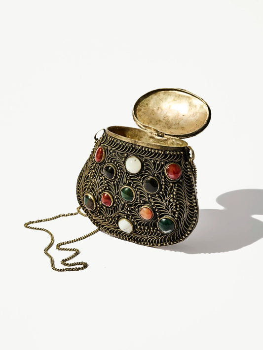Vintage Scrollwork Cabochon Minaudiere