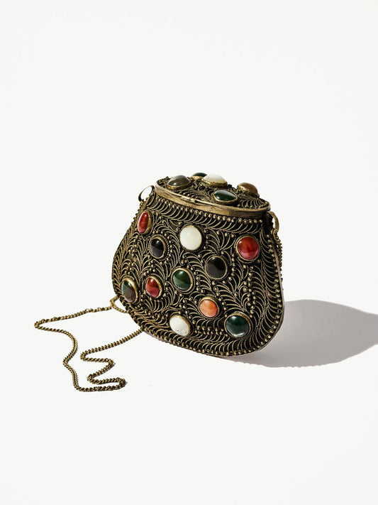 Vintage Scrollwork Cabochon Minaudiere