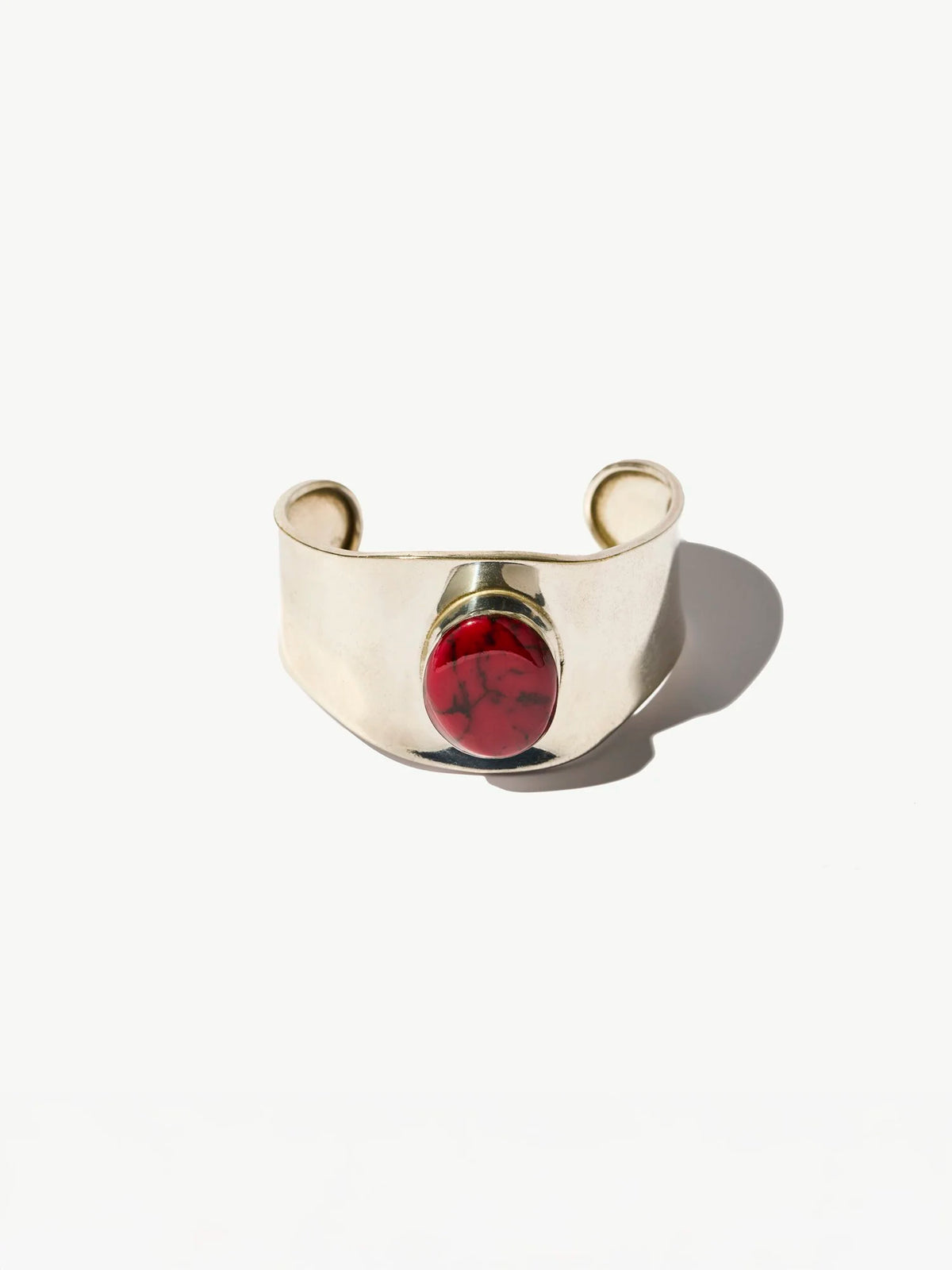 Vintage Sterling Silver Red Jasper Wide Cuff