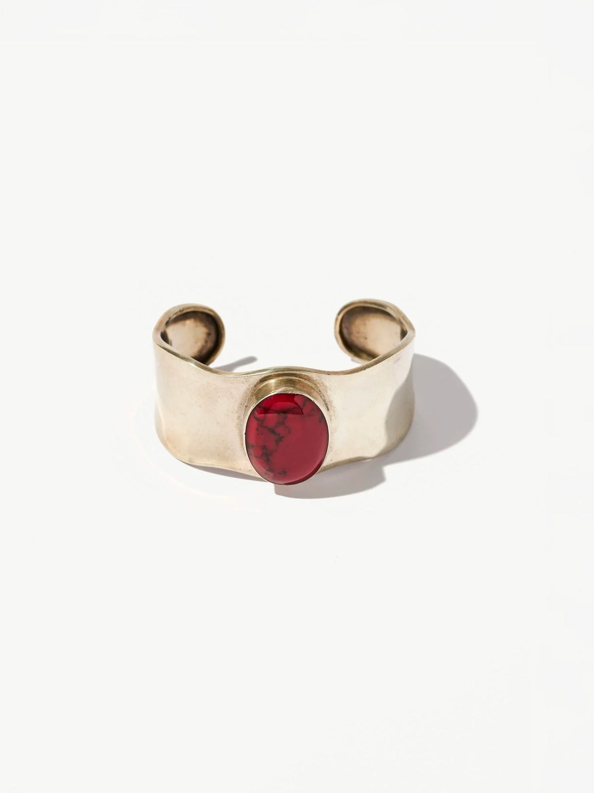 Vintage Sterling Silver Red Jasper Wave Cuff