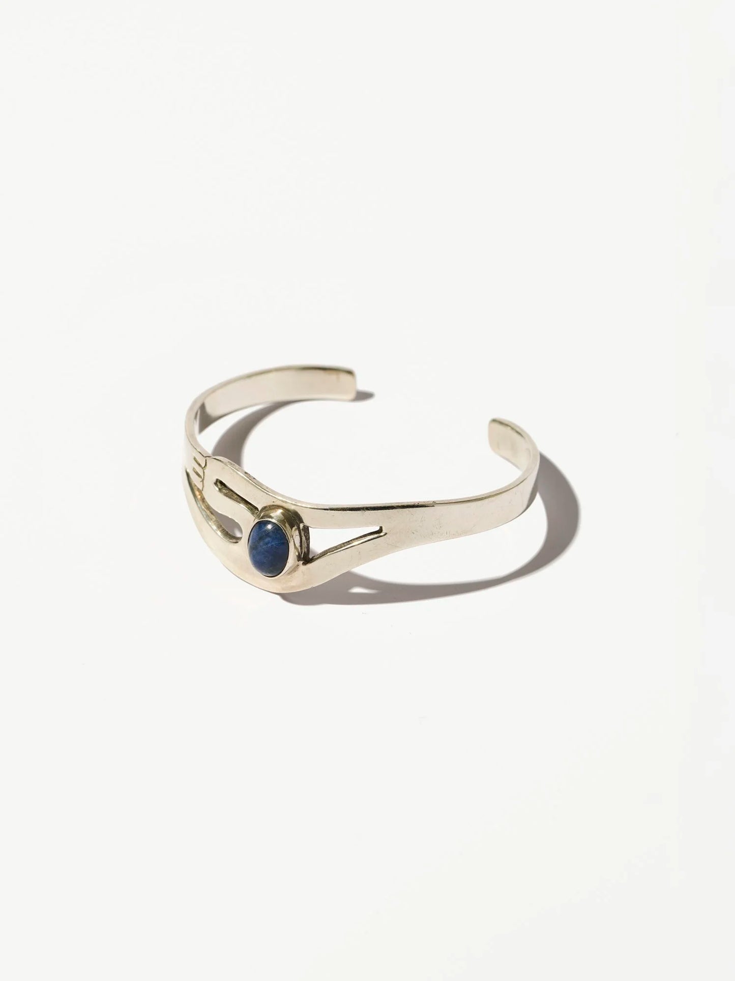 Vintage Sterling Silver Lapis Abstract Cuff