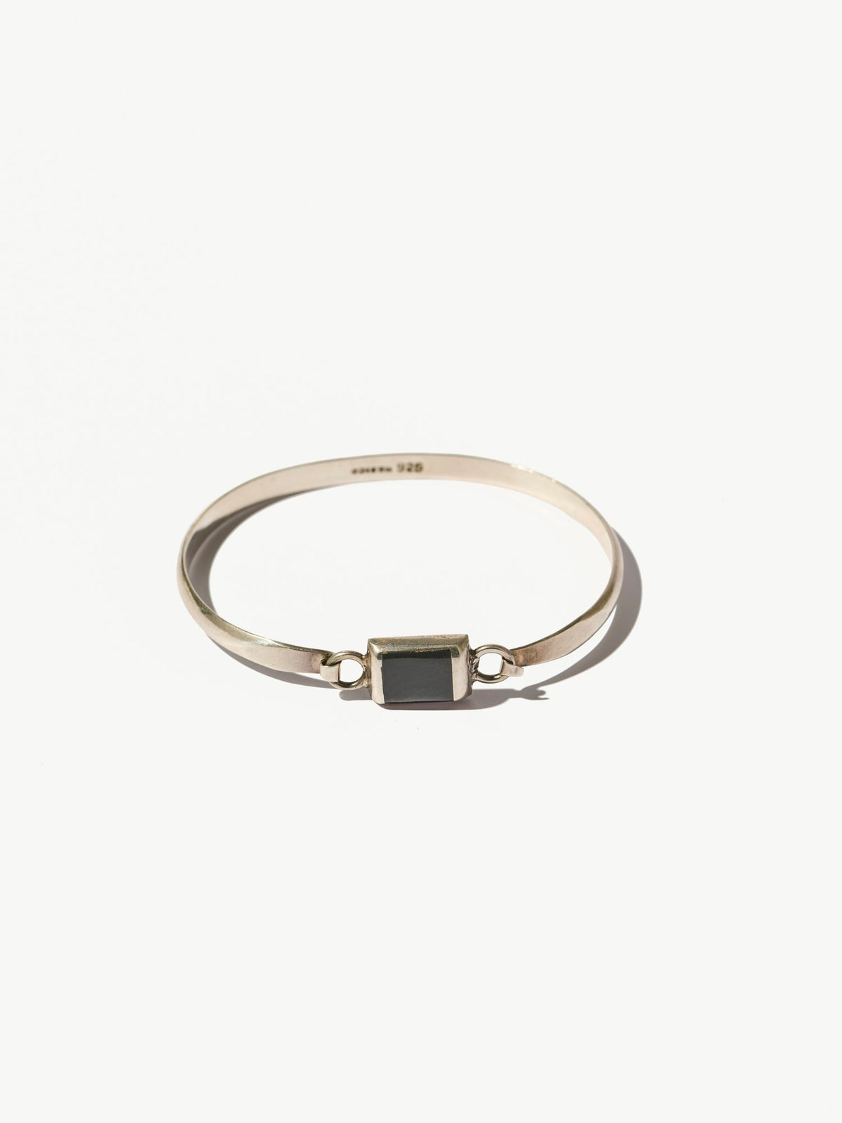 Vintage Sterling Silver Square Onyx Bracelet