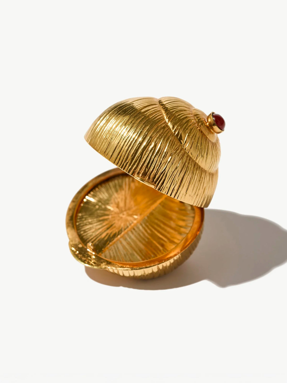 Vintage Gold-Toned & Garnet Shell Pillbox