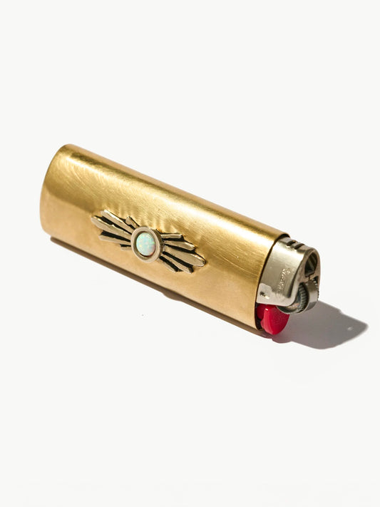 Opal Burst Brass Lighter Case