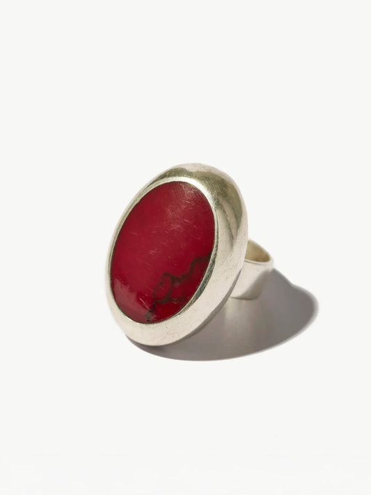 Vintage Sterling Silver Red Jasper Ring (size 6)