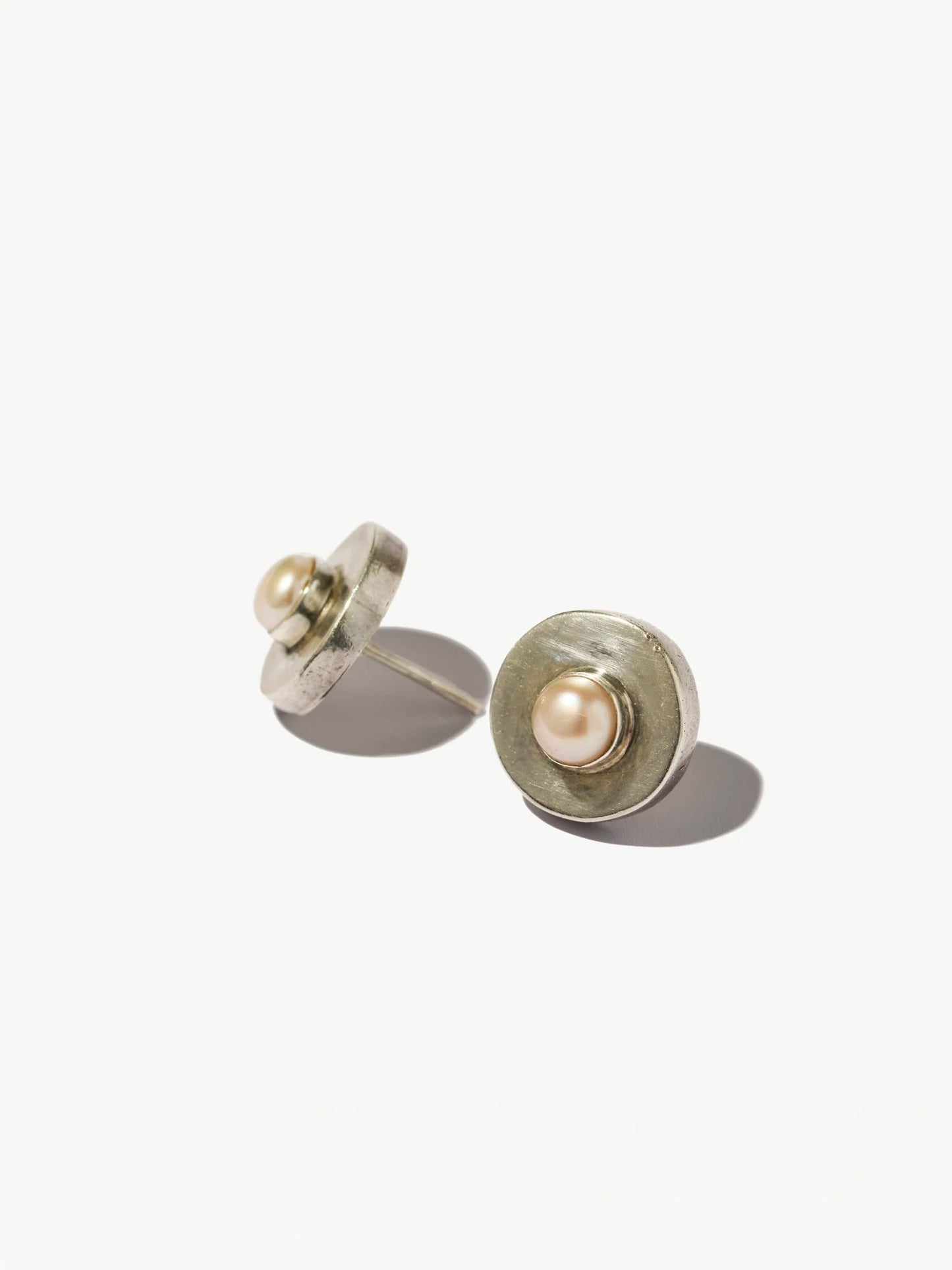 Vintage Sterling Silver and Pearl Cabochon Earrings