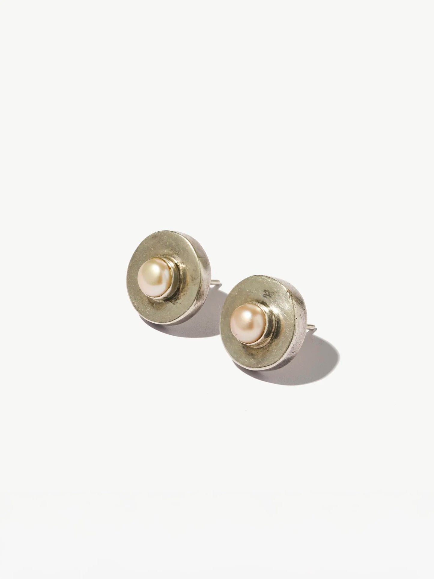 Vintage Sterling Silver and Pearl Cabochon Earrings