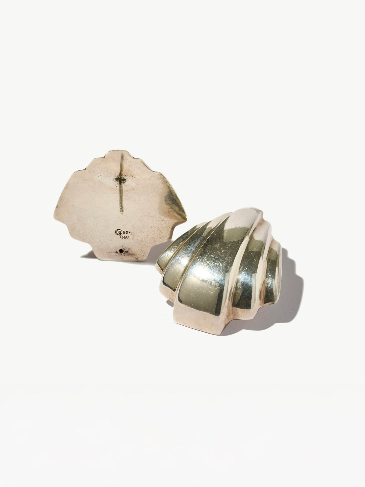 Vintage Sterling Silver Modernist Shell Motif Earrings
