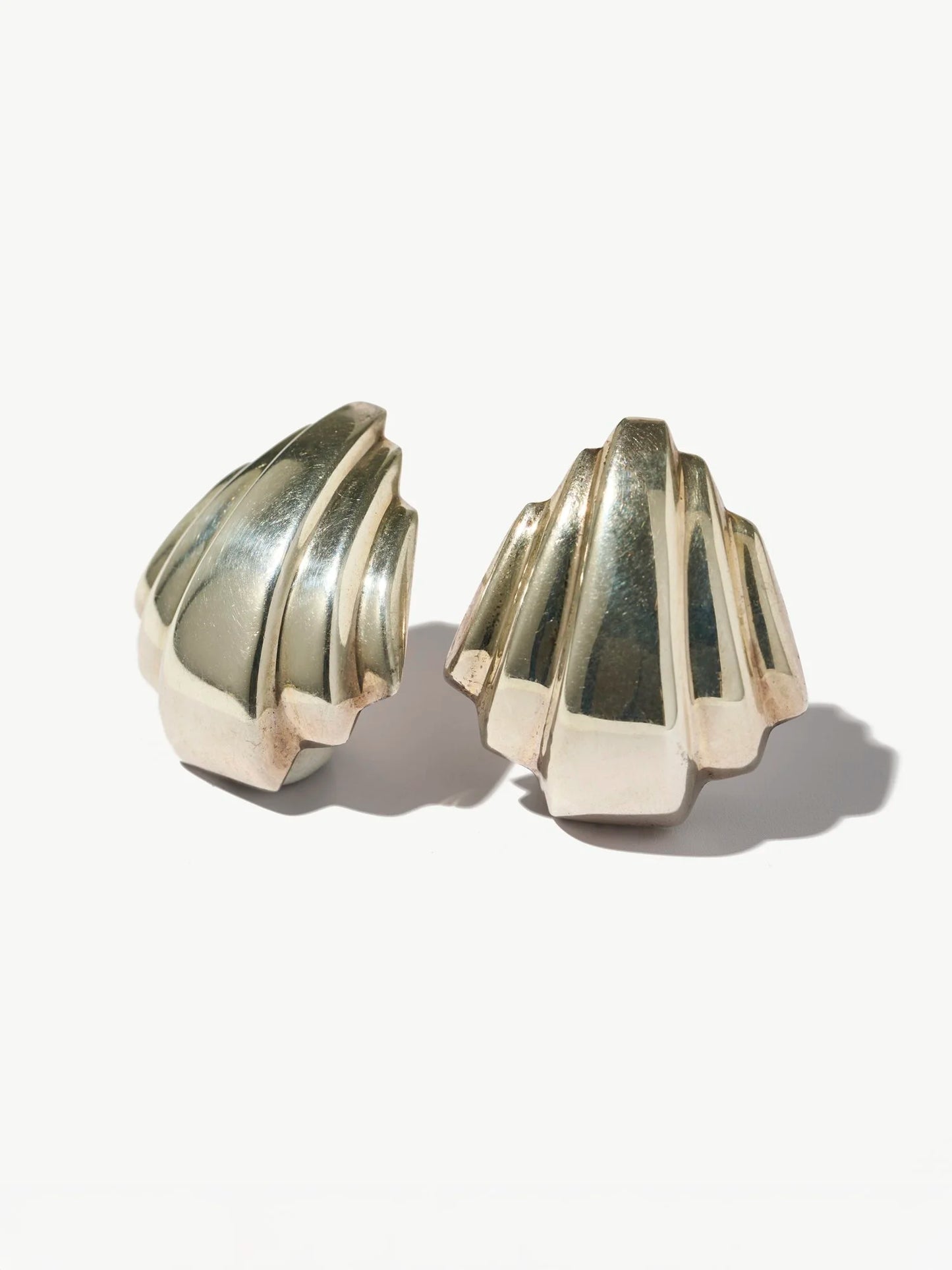 Vintage Sterling Silver Modernist Shell Motif Earrings