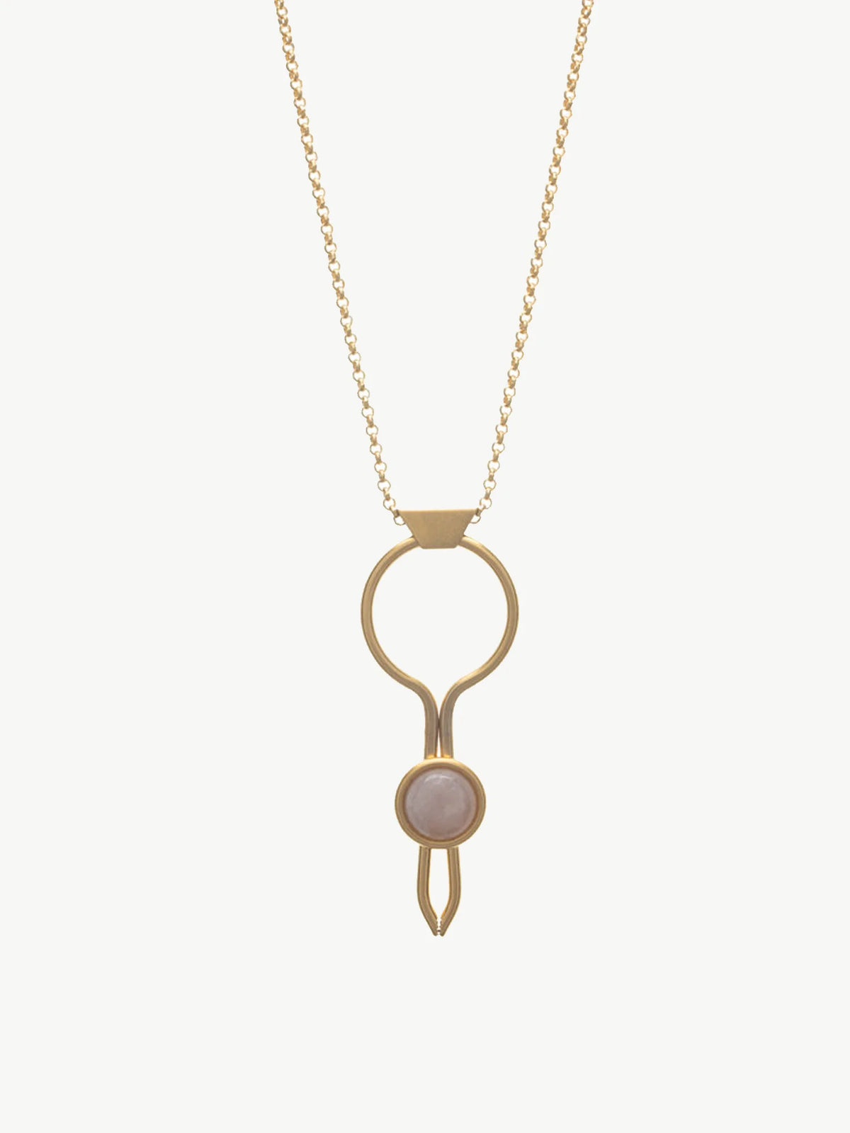Stoned Circle Necklace in Rose Quartz