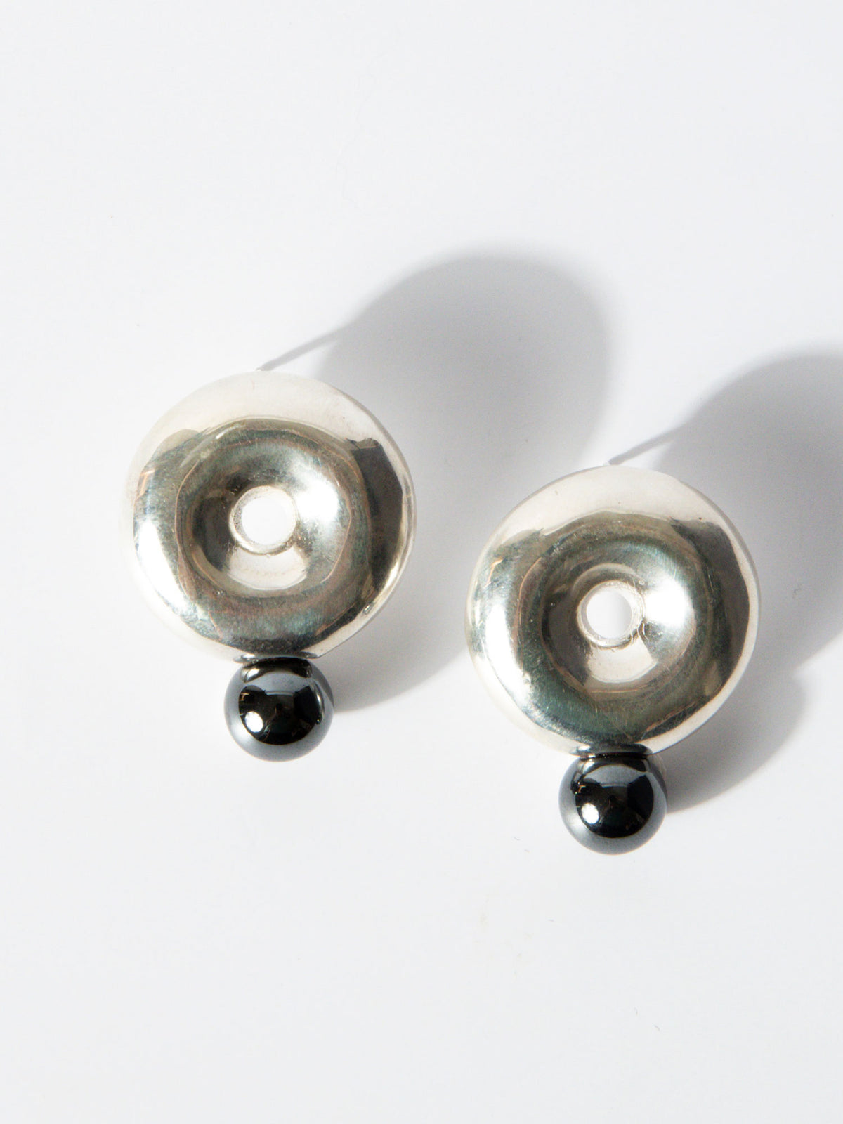 Albers Hematite & Sterling Earrings