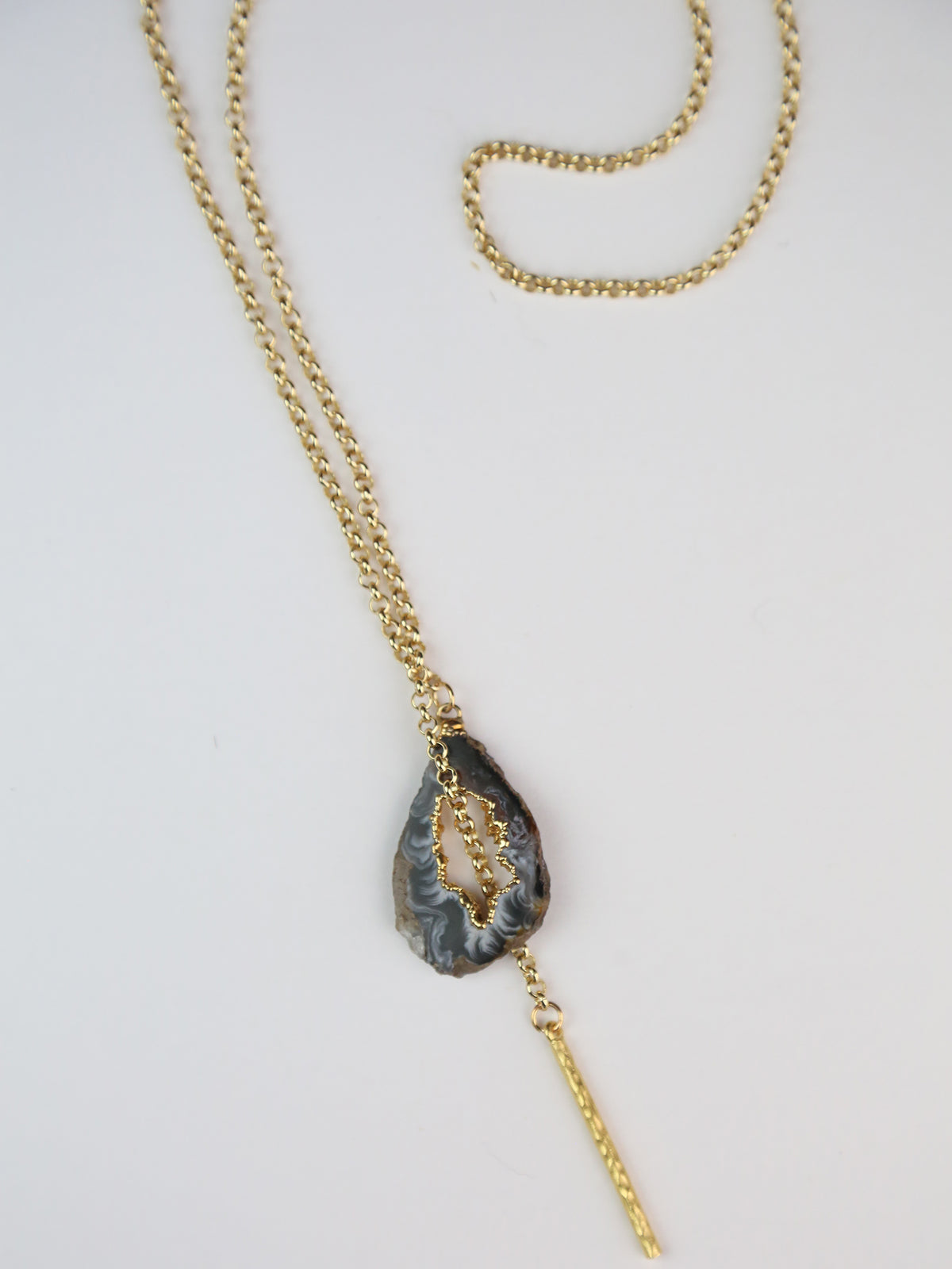 Natural Agate Lariat Necklace #1