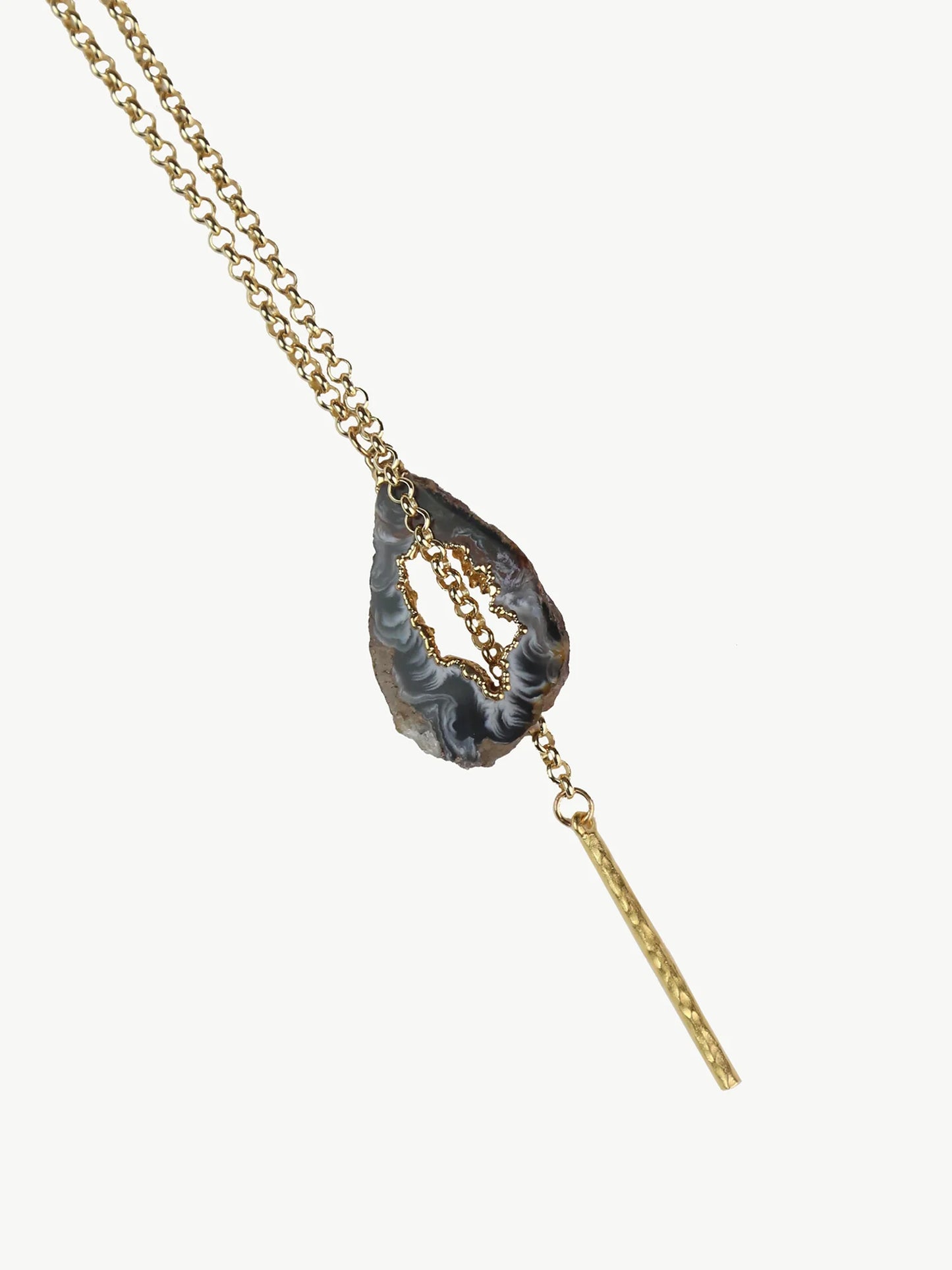 Natural Agate Lariat Necklace #1