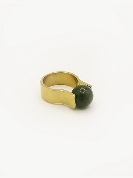 Moss Agate Orbit Ring