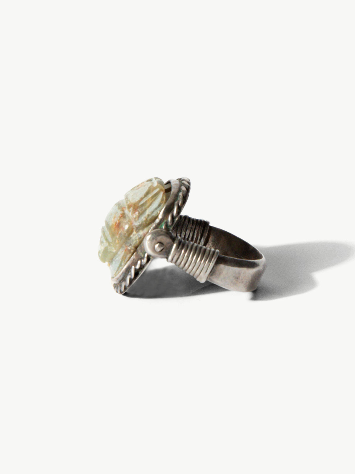 Vintage Hand-Carved Scarab Ring (size 4.5)