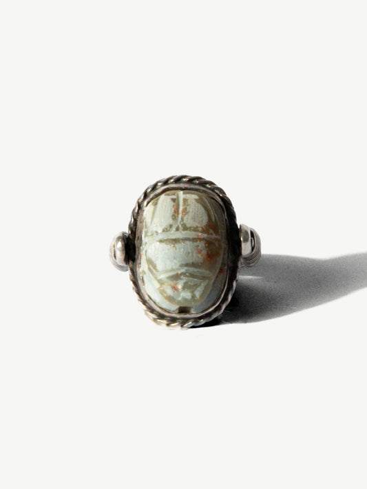 Vintage Hand-Carved Scarab Ring (size 4.5)