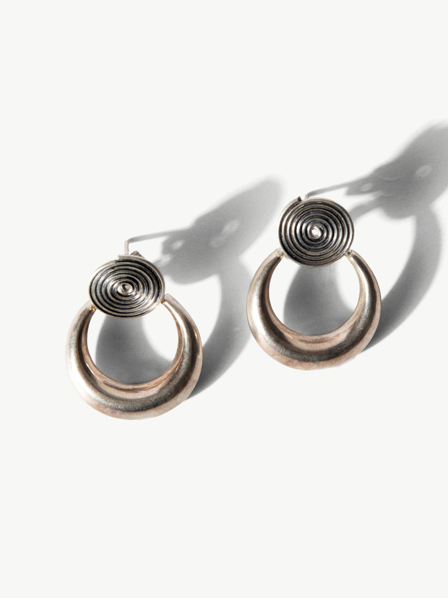 Vintage Sterling Modernist Spiral Earrings