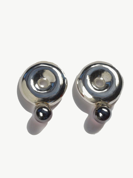 Albers Hematite & Sterling Earrings